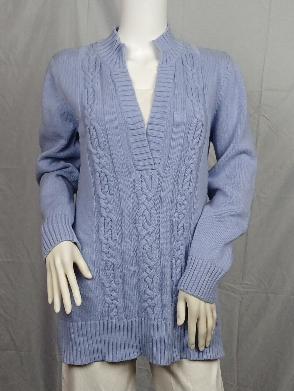 Karen Scott Cotton Cable Knit Sweater Mock Layer M